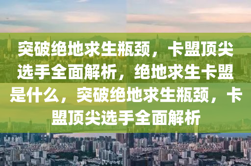 突破绝地求生瓶颈，卡盟顶尖选手全面解析，绝地求生卡盟是什么，突破绝地求生瓶颈，卡盟顶尖选手全面解析