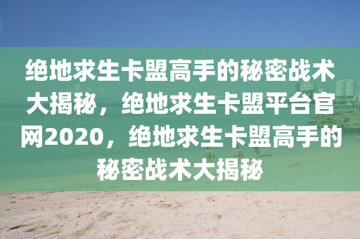 绝地求生卡盟高手的秘密战术大揭秘，绝地求生卡盟平台官网2020，绝地求生卡盟高手的秘密战术大揭秘