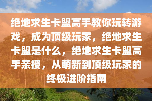 绝地求生卡盟高手教你玩转游戏，成为顶级玩家，绝地求生卡盟是什么，绝地求生卡盟高手亲授，从萌新到顶级玩家的终极进阶指南