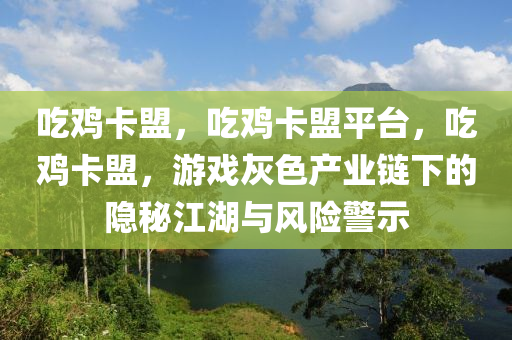 吃鸡卡盟，吃鸡卡盟平台，吃鸡卡盟，游戏灰色产业链下的隐秘江湖与风险警示