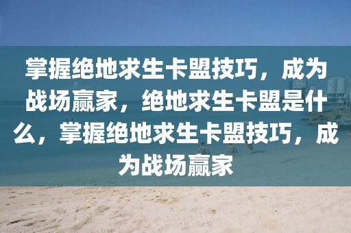 掌握绝地求生卡盟技巧，成为战场赢家，绝地求生卡盟是什么，掌握绝地求生卡盟技巧，成为战场赢家