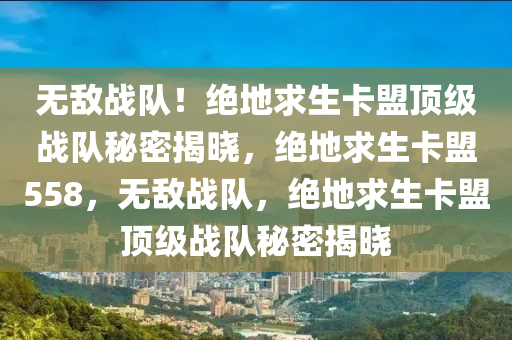 无敌战队！绝地求生卡盟顶级战队秘密揭晓，绝地求生卡盟558，无敌战队，绝地求生卡盟顶级战队秘密揭晓