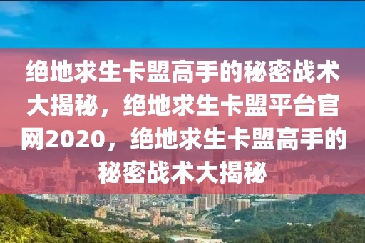 绝地求生卡盟高手的秘密战术大揭秘，绝地求生卡盟平台官网2020，绝地求生卡盟高手的秘密战术大揭秘