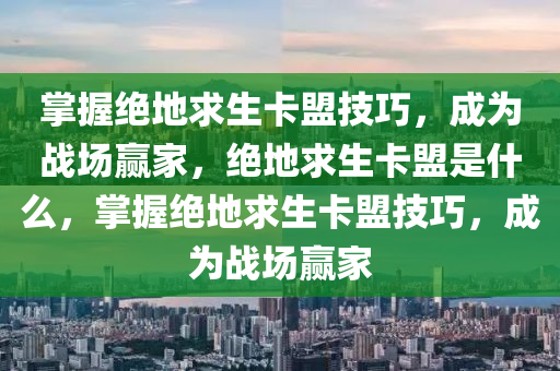 掌握绝地求生卡盟技巧，成为战场赢家，绝地求生卡盟是什么，掌握绝地求生卡盟技巧，成为战场赢家