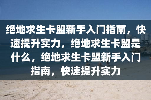 绝地求生卡盟新手入门指南，快速提升实力，绝地求生卡盟是什么，绝地求生卡盟新手入门指南，快速提升实力