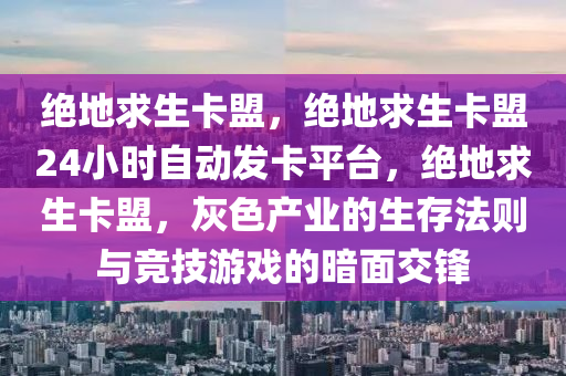 绝地求生卡盟，绝地求生卡盟24小时自动发卡平台，绝地求生卡盟，灰色产业的生存法则与竞技游戏的暗面交锋