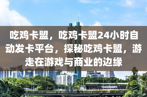 吃鸡卡盟，吃鸡卡盟24小时自动发卡平台，探秘吃鸡卡盟，游走在游戏与商业的边缘