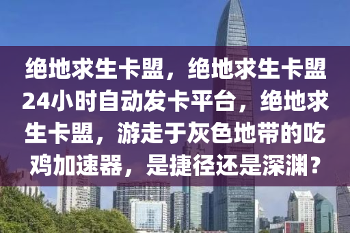 绝地求生卡盟，绝地求生卡盟24小时自动发卡平台，绝地求生卡盟，游走于灰色地带的吃鸡加速器，是捷径还是深渊？