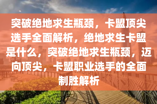 突破绝地求生瓶颈，卡盟顶尖选手全面解析，绝地求生卡盟是什么，突破绝地求生瓶颈，迈向顶尖，卡盟职业选手的全面制胜解析
