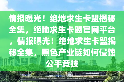 情报曝光！绝地求生卡盟揭秘全集，绝地求生卡盟官网平台，情报曝光！绝地求生卡盟揭秘全集，黑色产业链如何侵蚀公平竞技