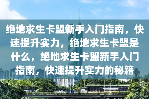 绝地求生卡盟新手入门指南，快速提升实力，绝地求生卡盟是什么，绝地求生卡盟新手入门指南，快速提升实力的秘籍