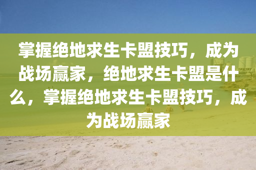 掌握绝地求生卡盟技巧，成为战场赢家，绝地求生卡盟是什么，掌握绝地求生卡盟技巧，成为战场赢家