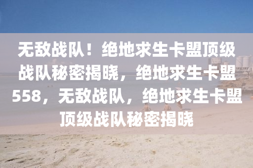 无敌战队！绝地求生卡盟顶级战队秘密揭晓，绝地求生卡盟558，无敌战队，绝地求生卡盟顶级战队秘密揭晓