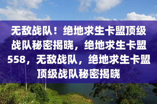无敌战队！绝地求生卡盟顶级战队秘密揭晓，绝地求生卡盟558，无敌战队，绝地求生卡盟顶级战队秘密揭晓