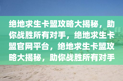 绝地求生卡盟攻略大揭秘，助你战胜所有对手，绝地求生卡盟官网平台，绝地求生卡盟攻略大揭秘，助你战胜所有对手