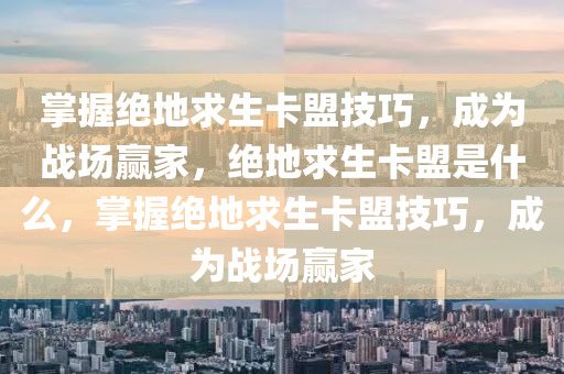 掌握绝地求生卡盟技巧，成为战场赢家，绝地求生卡盟是什么，掌握绝地求生卡盟技巧，成为战场赢家