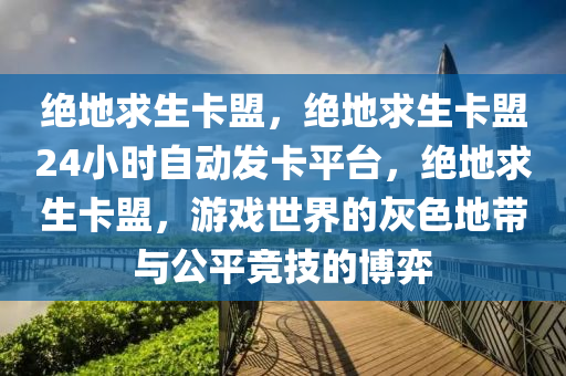 绝地求生卡盟，绝地求生卡盟24小时自动发卡平台，绝地求生卡盟，游戏世界的灰色地带与公平竞技的博弈
