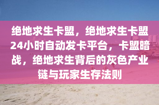 绝地求生卡盟，绝地求生卡盟24小时自动发卡平台，卡盟暗战，绝地求生背后的灰色产业链与玩家生存法则