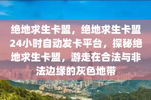 绝地求生卡盟，绝地求生卡盟24小时自动发卡平台，探秘绝地求生卡盟，游走在合法与非法边缘的灰色地带