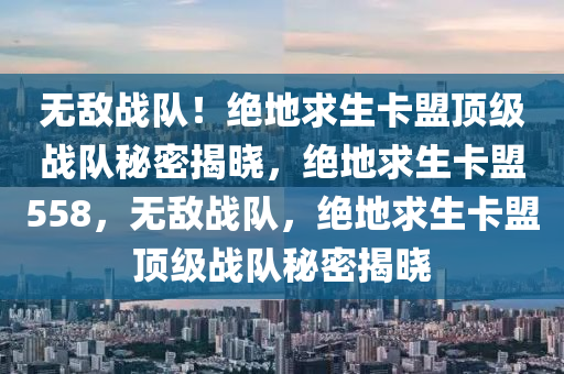 无敌战队！绝地求生卡盟顶级战队秘密揭晓，绝地求生卡盟558，无敌战队，绝地求生卡盟顶级战队秘密揭晓