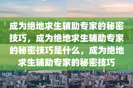 成为绝地求生辅助专家的秘密技巧，成为绝地求生辅助专家的秘密技巧是什么，成为绝地求生辅助专家的秘密技巧