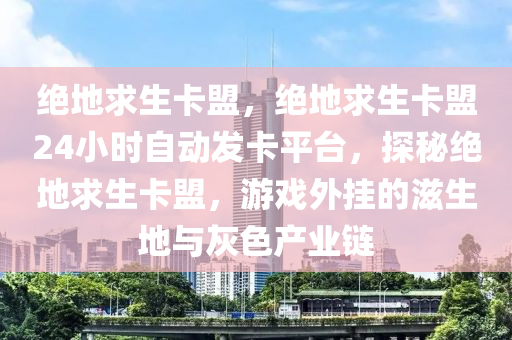 绝地求生卡盟，绝地求生卡盟24小时自动发卡平台，探秘绝地求生卡盟，游戏外挂的滋生地与灰色产业链