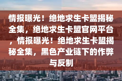 情报曝光！绝地求生卡盟揭秘全集，绝地求生卡盟官网平台，情报曝光！绝地求生卡盟揭秘全集，黑色产业链下的作弊与反制