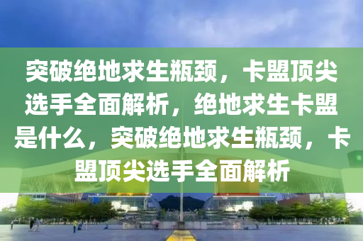 突破绝地求生瓶颈，卡盟顶尖选手全面解析，绝地求生卡盟是什么，突破绝地求生瓶颈，卡盟顶尖选手全面解析