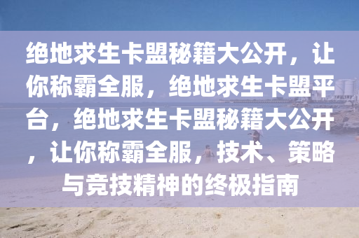 绝地求生卡盟秘籍大公开，让你称霸全服，绝地求生卡盟平台，绝地求生卡盟秘籍大公开，让你称霸全服，技术、策略与竞技精神的终极指南