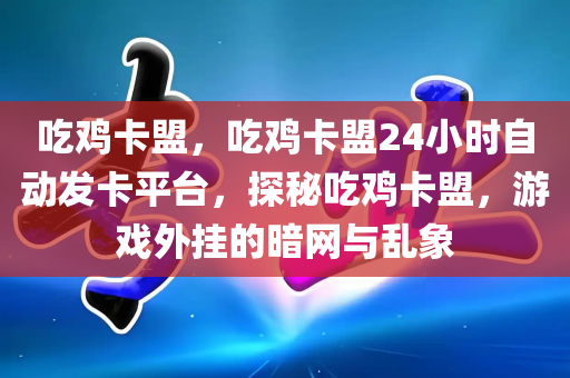 吃鸡卡盟，吃鸡卡盟24小时自动发卡平台，探秘吃鸡卡盟，游戏外挂的暗网与乱象