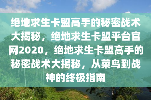 绝地求生卡盟高手的秘密战术大揭秘，绝地求生卡盟平台官网2020，绝地求生卡盟高手的秘密战术大揭秘，从菜鸟到战神的终极指南