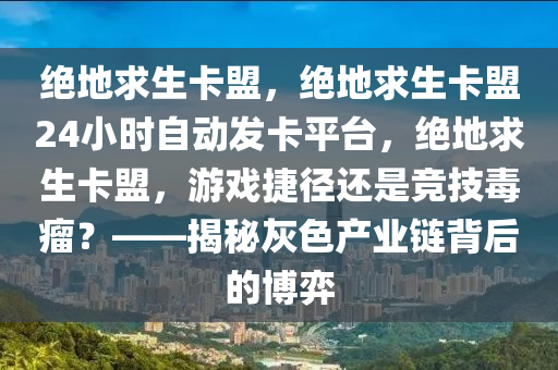 绝地求生卡盟，绝地求生卡盟24小时自动发卡平台，绝地求生卡盟，游戏捷径还是竞技毒瘤？——揭秘灰色产业链背后的博弈
