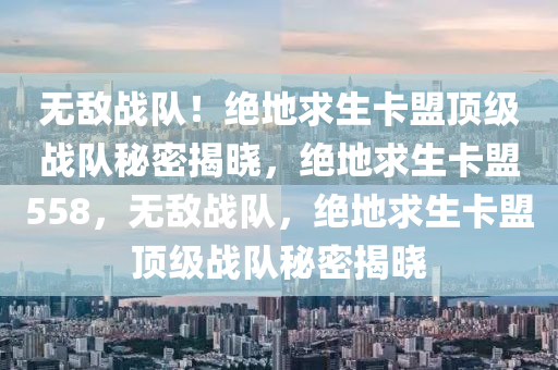无敌战队！绝地求生卡盟顶级战队秘密揭晓，绝地求生卡盟558，无敌战队，绝地求生卡盟顶级战队秘密揭晓