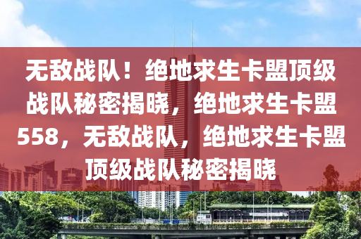 无敌战队！绝地求生卡盟顶级战队秘密揭晓，绝地求生卡盟558，无敌战队，绝地求生卡盟顶级战队秘密揭晓