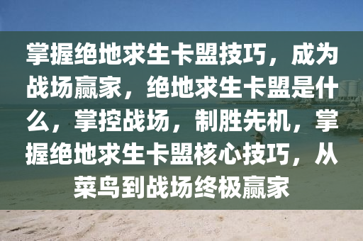 掌握绝地求生卡盟技巧，成为战场赢家，绝地求生卡盟是什么，掌控战场，制胜先机，掌握绝地求生卡盟核心技巧，从菜鸟到战场终极赢家