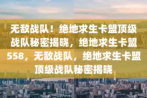 无敌战队！绝地求生卡盟顶级战队秘密揭晓，绝地求生卡盟558，无敌战队，绝地求生卡盟顶级战队秘密揭晓