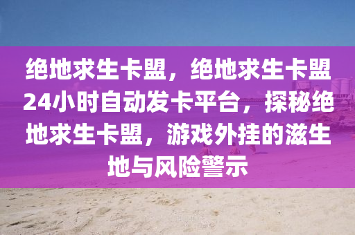 绝地求生卡盟，绝地求生卡盟24小时自动发卡平台，探秘绝地求生卡盟，游戏外挂的滋生地与风险警示