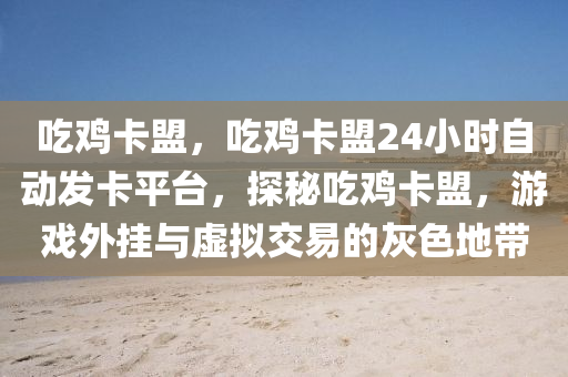 吃鸡卡盟，吃鸡卡盟24小时自动发卡平台，探秘吃鸡卡盟，游戏外挂与虚拟交易的灰色地带