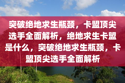 突破绝地求生瓶颈，卡盟顶尖选手全面解析，绝地求生卡盟是什么，突破绝地求生瓶颈，卡盟顶尖选手全面解析