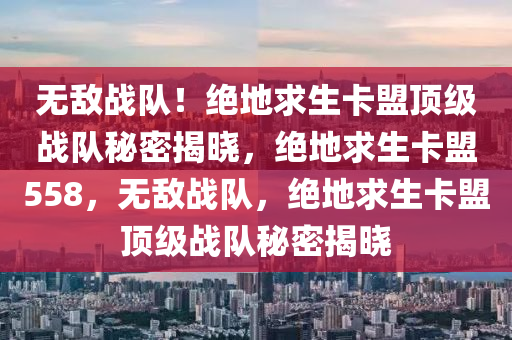 无敌战队！绝地求生卡盟顶级战队秘密揭晓，绝地求生卡盟558，无敌战队，绝地求生卡盟顶级战队秘密揭晓