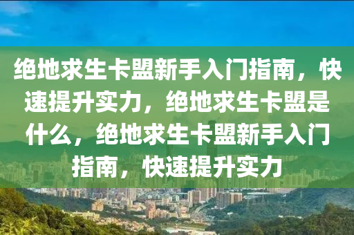 绝地求生卡盟新手入门指南，快速提升实力，绝地求生卡盟是什么，绝地求生卡盟新手入门指南，快速提升实力