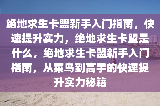 绝地求生卡盟新手入门指南，快速提升实力，绝地求生卡盟是什么，绝地求生卡盟新手入门指南，从菜鸟到高手的快速提升实力秘籍
