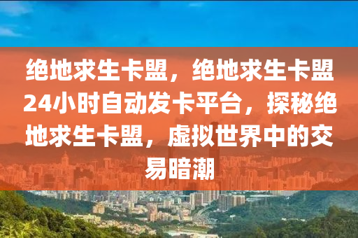 绝地求生卡盟，绝地求生卡盟24小时自动发卡平台，探秘绝地求生卡盟，虚拟世界中的交易暗潮