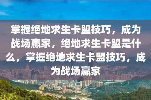 掌握绝地求生卡盟技巧，成为战场赢家，绝地求生卡盟是什么，掌握绝地求生卡盟技巧，成为战场赢家