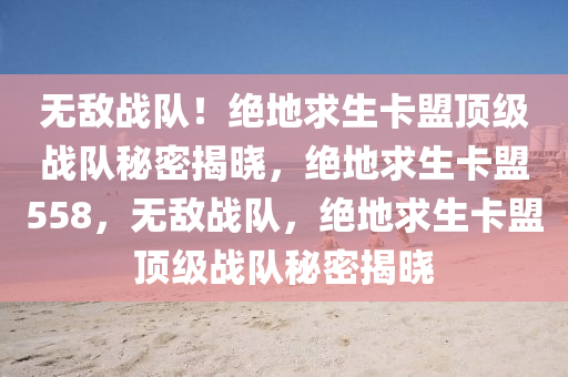 无敌战队！绝地求生卡盟顶级战队秘密揭晓，绝地求生卡盟558，无敌战队，绝地求生卡盟顶级战队秘密揭晓