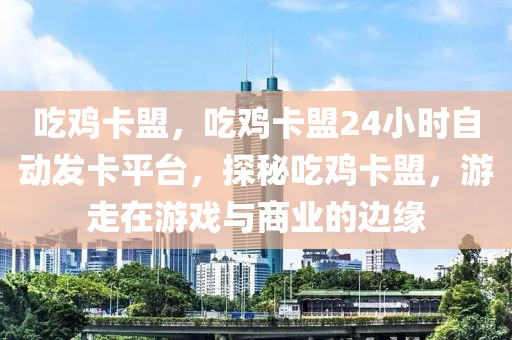 吃鸡卡盟，吃鸡卡盟24小时自动发卡平台，探秘吃鸡卡盟，游走在游戏与商业的边缘