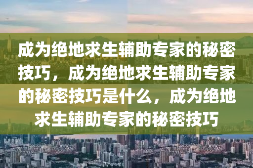 成为绝地求生辅助专家的秘密技巧，成为绝地求生辅助专家的秘密技巧是什么，成为绝地求生辅助专家的秘密技巧
