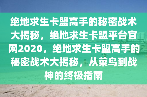 绝地求生卡盟高手的秘密战术大揭秘，绝地求生卡盟平台官网2020，绝地求生卡盟高手的秘密战术大揭秘，从菜鸟到战神的终极指南