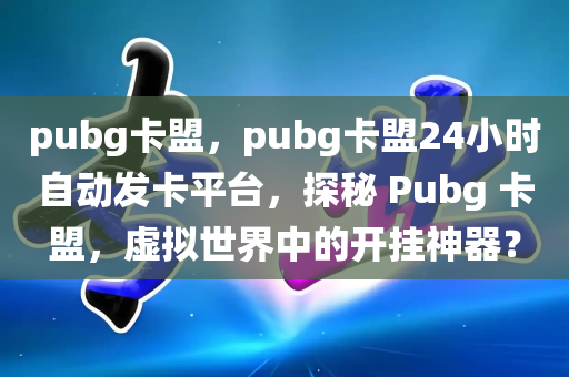 pubg卡盟，pubg卡盟24小时自动发卡平台，探秘 Pubg 卡盟，虚拟世界中的开挂神器？