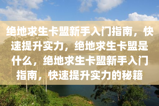 绝地求生卡盟新手入门指南，快速提升实力，绝地求生卡盟是什么，绝地求生卡盟新手入门指南，快速提升实力的秘籍